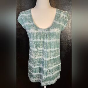 Calvin Klein Jeans Tunic With Shades Of Green And White Tie-Dye Style